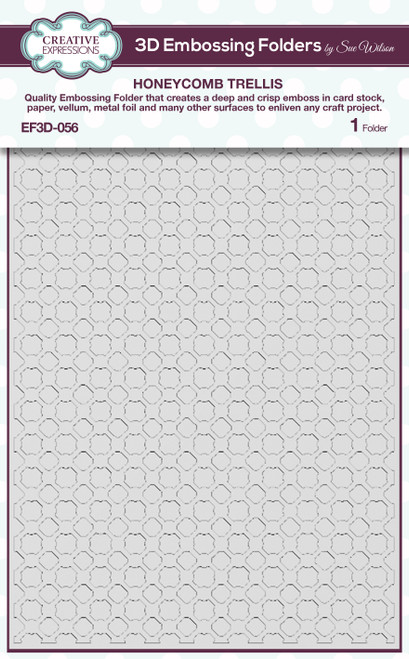 2 Pack Creative Expressions 3D Embossing Folder 5.75"x7.5"-Honeycomb Trellis CEEF3D0-056 - 5055305970805