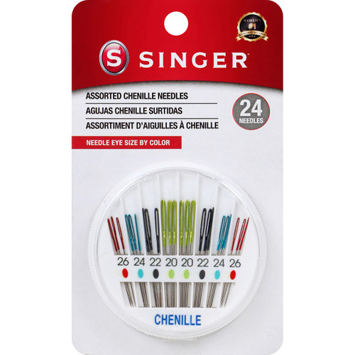 Singer Chenille Color Eye Needles 24/Pkg-Sizes 20, 22, 24 And 26 01789 - 071081017898