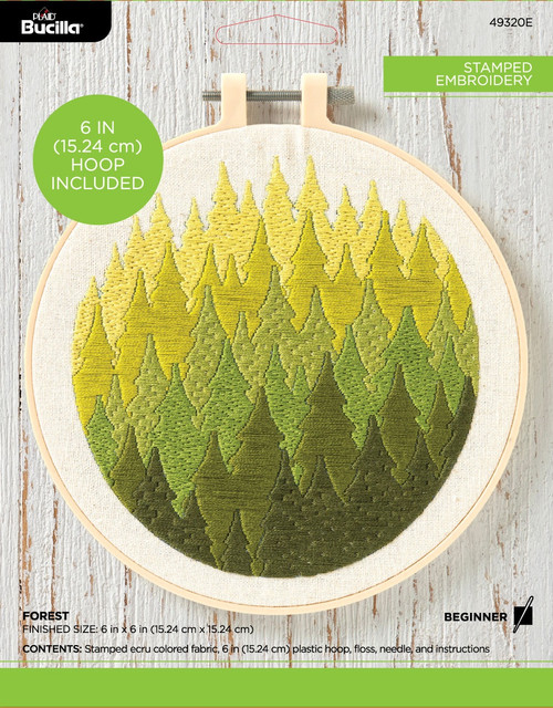 Bucilla Stamped Embroidery Kit 6" Round-Forest -49320E - 046109493206