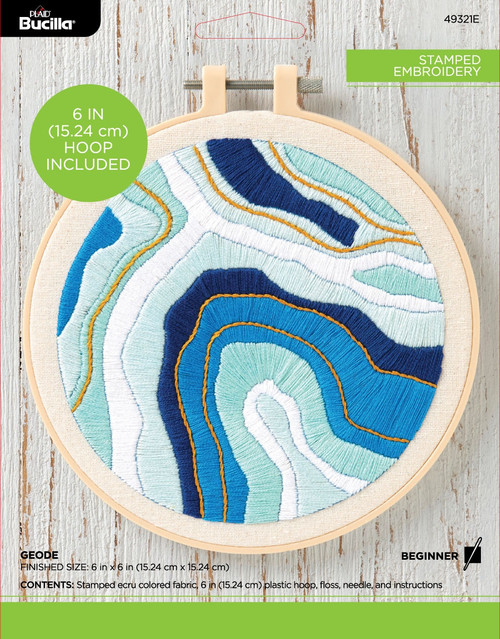 Bucilla Stamped Embroidery Kit 6" Round-Geode 49321E - 046109493213