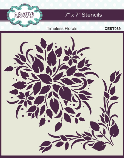 Creative Expressions 7"X7" Stencil-Timeless Florals CEST069