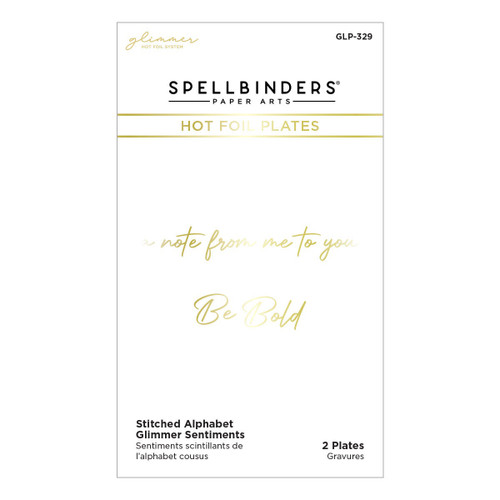 Spellbinders Glimmer Hot Foil Plates-Note Sentiments Stitched Alphabet GLP329