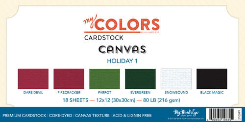 My Colors Canvas Cardstock Bundle 12"X12" 18/Pkg-Holiday 1 MC210049 - 699464198691