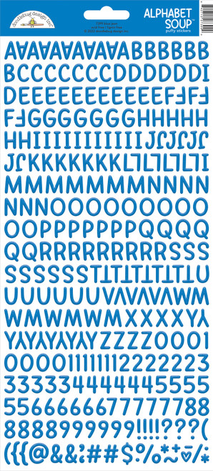 Doodlebug Alphabet Soup Puffy Stickers 6"X13"-Blue Jean DASS-7399 - 842715073999