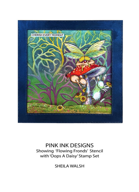 2 Pack Pink Ink Designs Stencil 7"X7"-Flowering Fronds NKST015 - 5055305971840