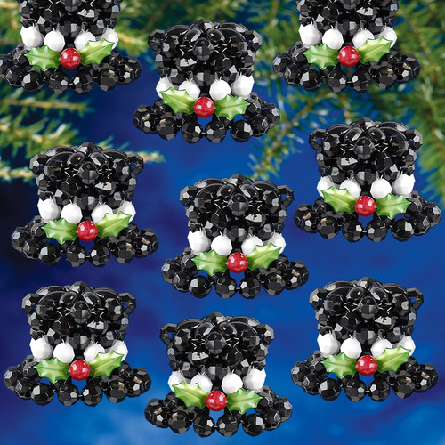 The Beadery Holiday Beaded Ornament Kit-Frosty's Top Hat 2.25"X1.75" Makes 12 - BOK-7487 - 045155905879 The Beadery Holiday Beaded Ornament Kit-Frosty's Top Hat 2.25"X1.75" Makes 12 - BOK-7487 - 045155905879
