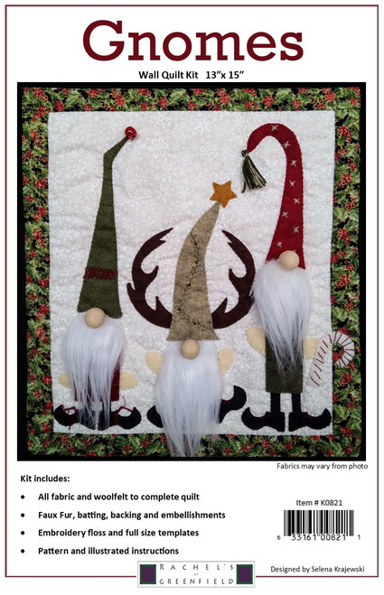 Rachel's Of Greenfield Wall Quilt Kit 13"X15"-Gnomes -K0821 - 633161008211