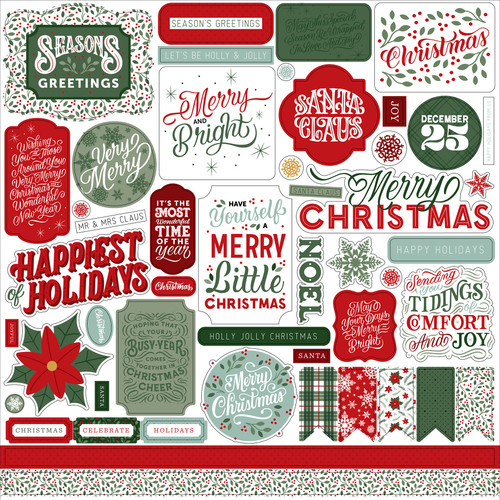 5 Pack Christmas Salutations No. 2 Cardstock Stickers 12"X12"-Elements SA289014 - 793888083561