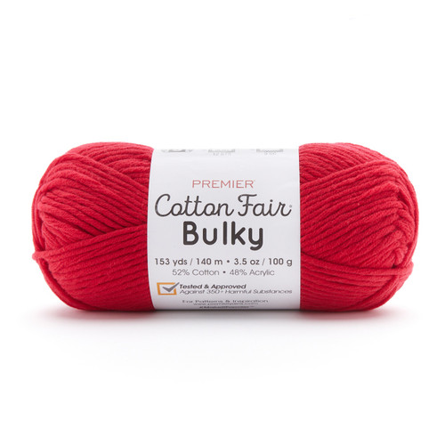 3 Pack - Premier Cotton Fair Bulky Yarn-Red - 2081-07 - 840166818596