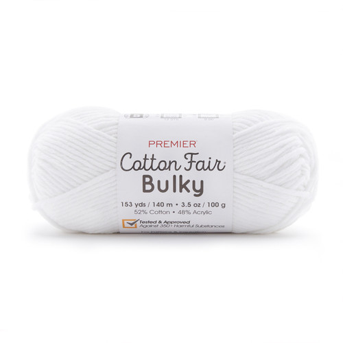 3 Pack - Premier Cotton Fair Bulky Yarn-White - 2081-01 - 840166818534