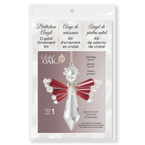 2 Pack Solid Oak Birthstone Angel Crystal Suncatcher Ornament Kit-January/Garnet -BSA-001 - 845227053060
