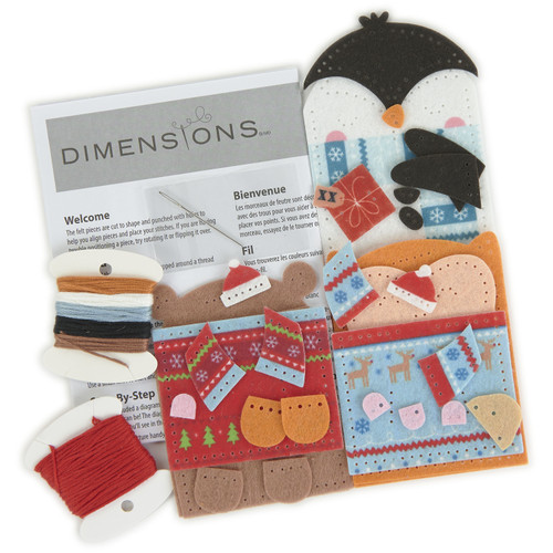 Dimensions Felt Applique Kit 2.75"X4" 3/Pkg-Christmas Hugs Gift Card Holder 72-08291