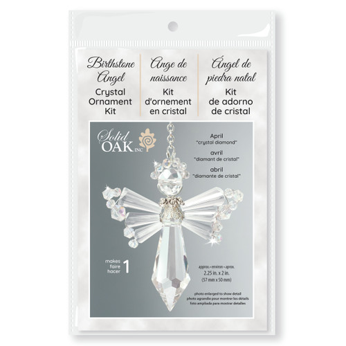 2 Pack - Solid Oak Birthstone Angel Crystal Suncatcher Ornament Kit-April/Diamond - BSA-004 - 845227053091 2 Pack - Solid Oak Birthstone Angel Crystal Suncatcher Ornament Kit-April/Diamond - BSA-004 - 845227053091
