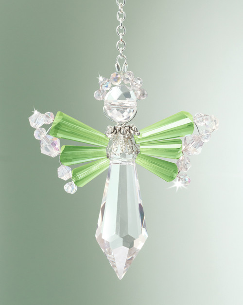 2 Pack Solid Oak Birthstone Angel Crystal Suncatcher Ornament Kit-August/Peridot BSA-008
