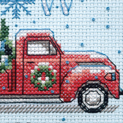 Dimensions Learn-A-Craft Counted Cross Stitch Kit 6" Round-Holiday Family Truck (14 Count) - 72-09005 Dimensions Learn-A-Craft Counted Cross Stitch Kit 6" Round-Holiday Family Truck (14 Count) - 72-09005
