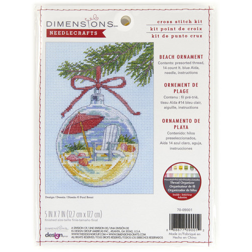 Dimensions Counted Cross Stitch Kit 5"X7"-Beach Ornament (14 Count) - 70-09001 - 088677090012