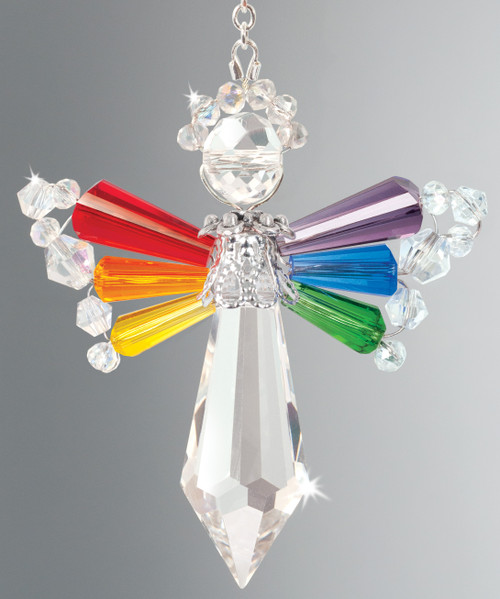 2 Pack Solid Oak Birthstone Angel Crystal Suncatcher Ornament Kit-Rainbow BSA-013