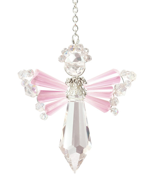 2 Pack Solid Oak Birthstone Angel Crystal Suncatcher Ornament Kit-October/Pink Tourmaline -BSA-010