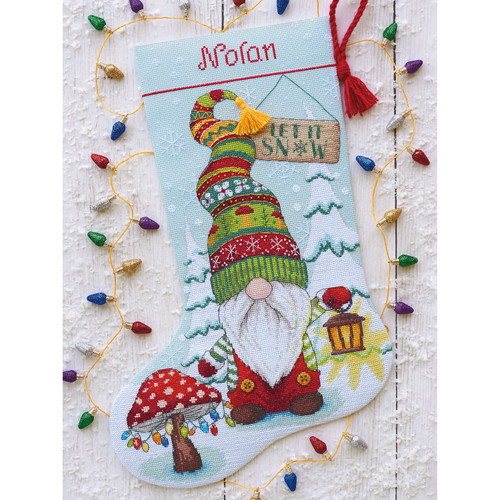 Dimensions Counted Cross Stitch Kit 16" Long-Gnome Stocking (14 Count) -70-09000