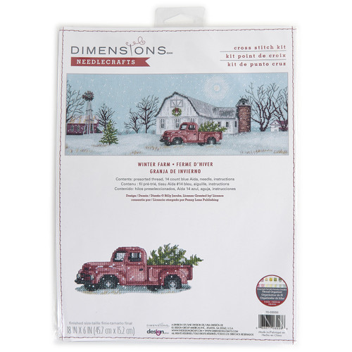 Dimensions Counted Cross Stitch Kit 18"X6"-Winter Farm (14 Count) - 70-08998 - 088677089986