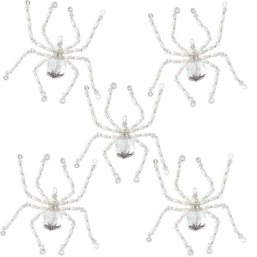 Solid Oak Nostalgic Christmas Beaded Crystal Ornament Kit-Silvery Christmas Spiders Makes 5 NCHBOK-033