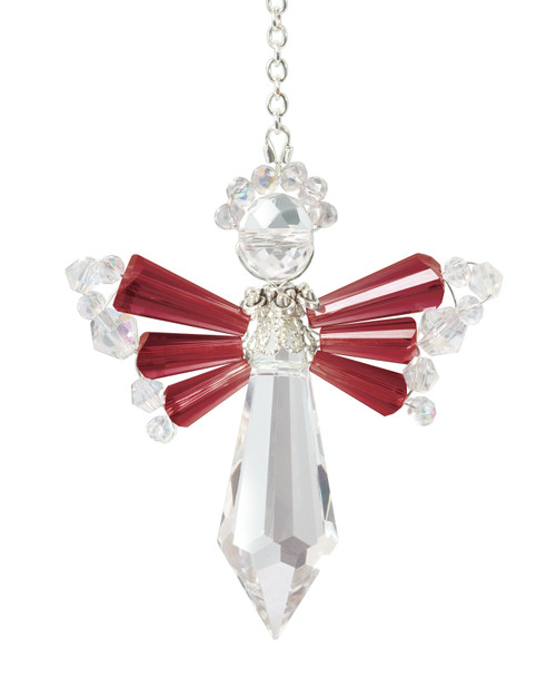 Solid Oak Birthstone Angel Crystal Suncatcher Ornament Kit-January/Garnet - BSA-001