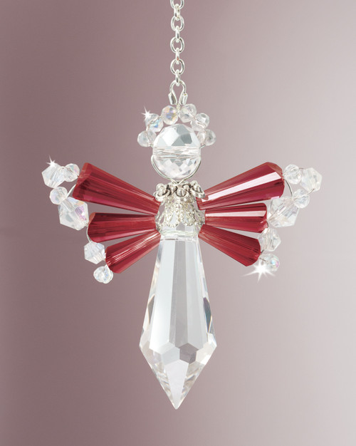 Solid Oak Birthstone Angel Crystal Suncatcher Ornament Kit-January/Garnet - BSA-001 Solid Oak Birthstone Angel Crystal Suncatcher Ornament Kit-January/Garnet - BSA-001