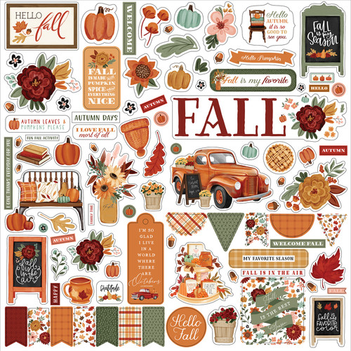 Welcome Fall Cardstock Stickers 12"X12"-Elements WF154014 - 793888087767