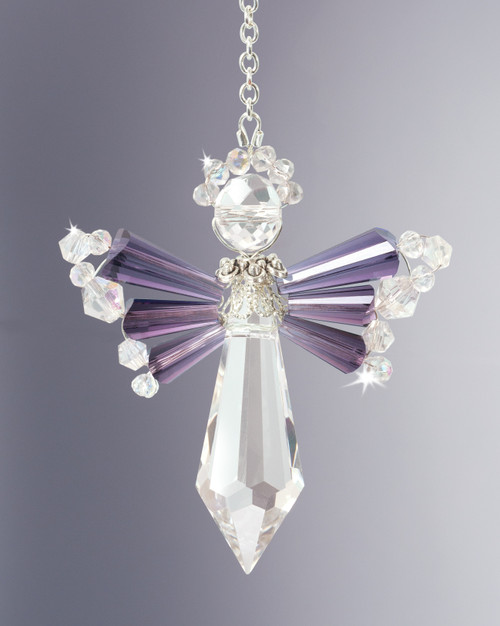 Solid Oak Birthstone Angel Crystal Suncatcher Ornament Kit-February/Amethyst - BSA-002 Solid Oak Birthstone Angel Crystal Suncatcher Ornament Kit-February/Amethyst - BSA-002