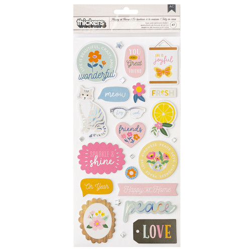 Jen Hadfield Stardust Thickers Stickers 47/Pkg-Phrase W/Silver Foil Accents JH013820 - 718813173254