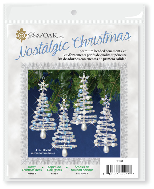 Solid Oak Nostalgic Christmas Beaded Cyrstal Ornament Kit-Frosty Crhistmas Trees Makes 4 -NCHBOK-031 - 845227052773