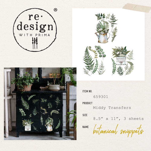 Prima Marketing Re-Design Decor Transfers 8.5"X11" 3/Sheets-MiddyBotanical Snippets RE659301