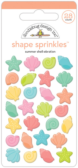Doodlebug Sprinkles Adhesive Enamel Shapes-Summer Shell-Ebration DS7747 - 842715077478