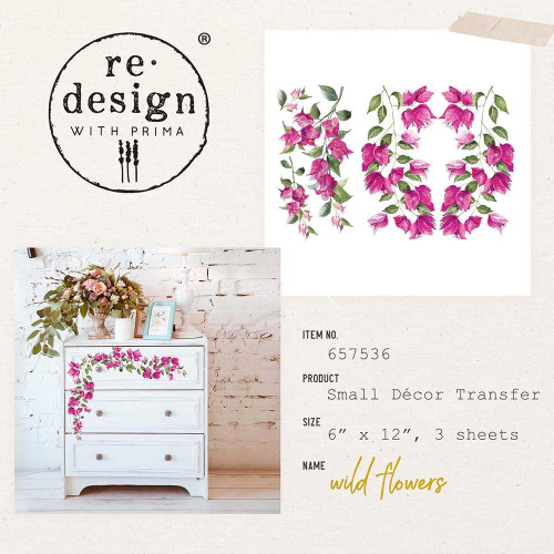 Prima Marketing Re-Design Decor Transfers 6"X12" 3/Sheets-Wild Flowers RE657536