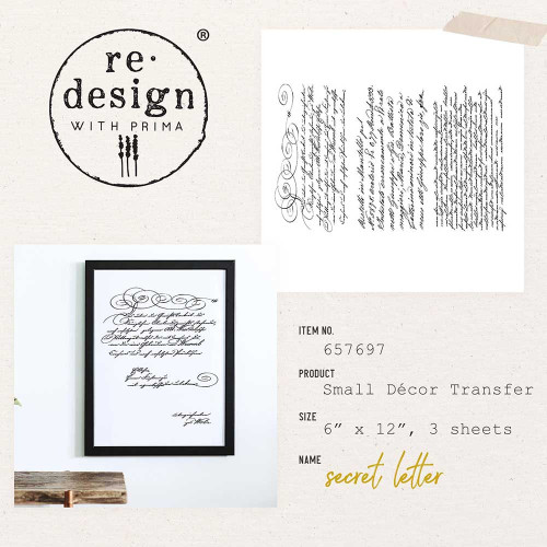 Prima Marketing Re-Design Decor Transfers 6"X12" 3/Sheets-Secret Letter RE657697