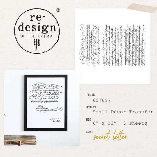 Prima Marketing Re-Design Decor Transfers 6"X12" 3/Sheets-Secret Letter - RE657697