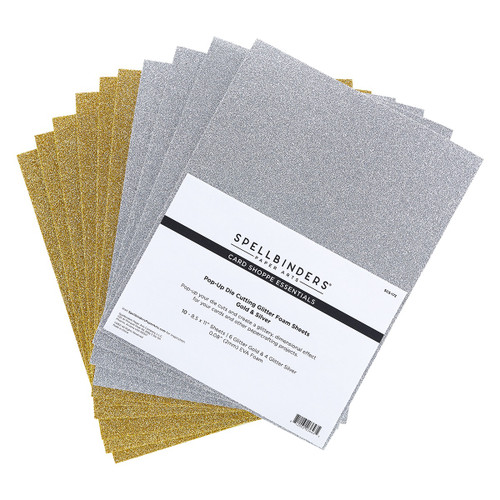 Spellbinders Glitter Foam Sheets 8.5"X11" 10/Pkg-Gold & Silver -SCS173 - 812062036435