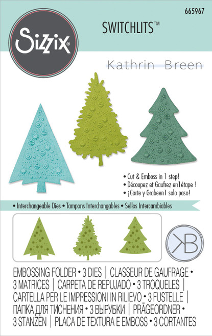 Sizzix Switchlits Embossing Folder By Kath Breen-Festive Trees 665967