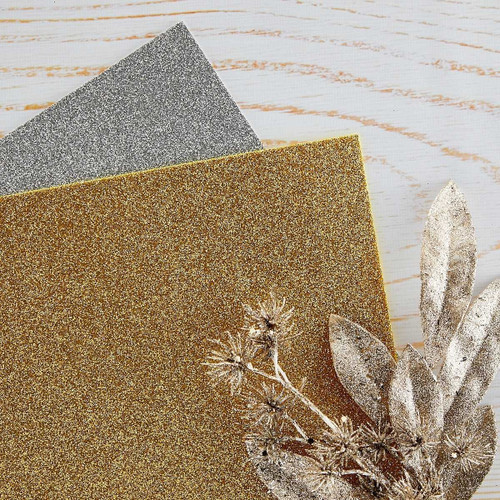 3 Pack - Spellbinders Glitter Foam Sheets 8.5"X11" 10/Pkg-Gold & Silver - SCS173