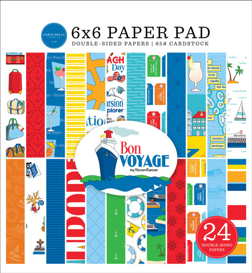 2 Pack Carta Bella Double-Sided Paper Pad 6"X6" 24/Pkg-Bon Voyage BV161023 - 793888108899