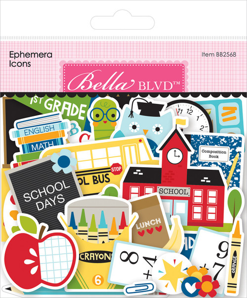 Bella Blvd Cardstock Ephemera-Icons, School Is Cool BBSI2568 - 819812013166