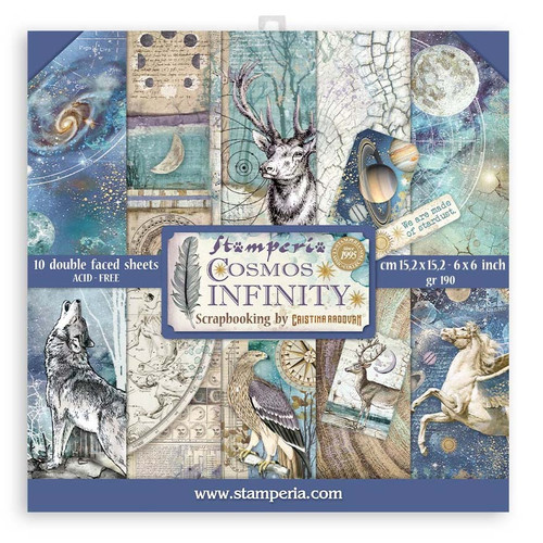 2 Pack Stamperia Double-Sided Paper Pad 6"X6" 10/Pkg-Cosmos Infinity SBBXS22 - 59931100242315993110024231