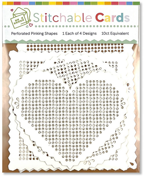 Waffle Flower Stitchable Cards 10/Pkg-Perforated Pinking Shapes -SCP201 - 644216798896