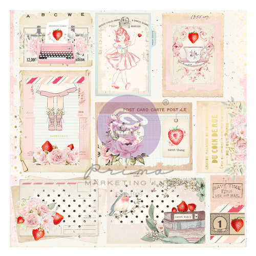 10 Pack Strawberry Milkshake Double-Sided Cardstock 12"X12"-Dulce, W/Foil Details FGSM12-98455