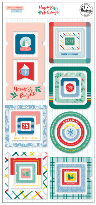 PinkFresh Chipboard Frames Stickers-Happy Holidays - PFHP1922 - 736952876829