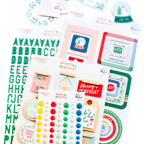 PinkFresh Chipboard Frames Stickers-Happy Holidays - PFHP1922
