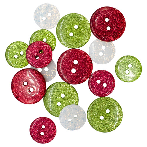 Buttons Galore Christmas Themed Buttons-Santa's Sparkle 16/Pkg -CBTP-4841
