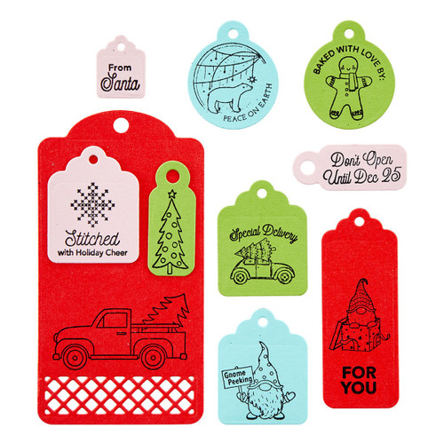Spellbinders Clear Acrylic Stamps-Handmade Gift Tags Tinsel Time STP142