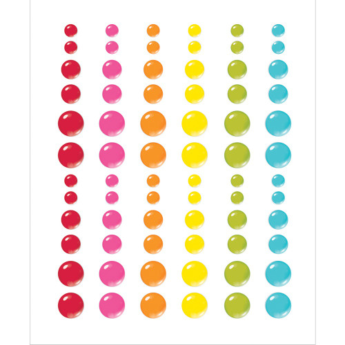 Color Vibe Enamel Dots Embellishments 72/Pkg-Brights CV19013