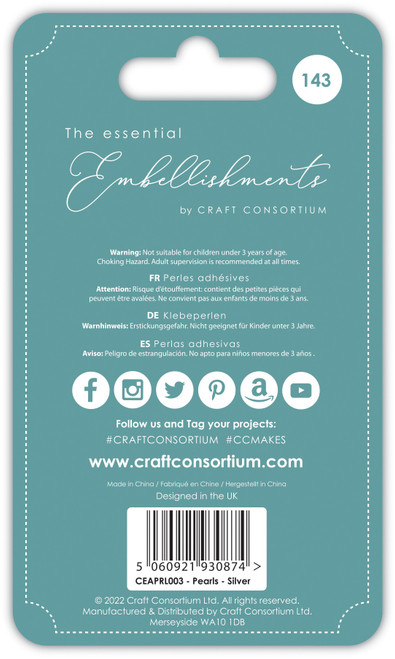 5 Pack - Craft Consortium Essential Adhesive Pearls 143/Pkg-Silver - EAPRL003 5 Pack - Craft Consortium Essential Adhesive Pearls 143/Pkg-Silver - EAPRL003